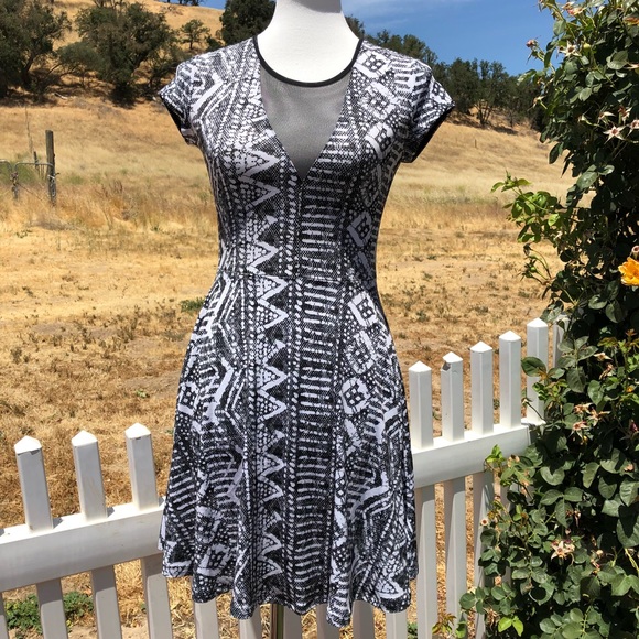 Kimichi Blue Print Mesh Back Skater Dress - Picture 6 of 6